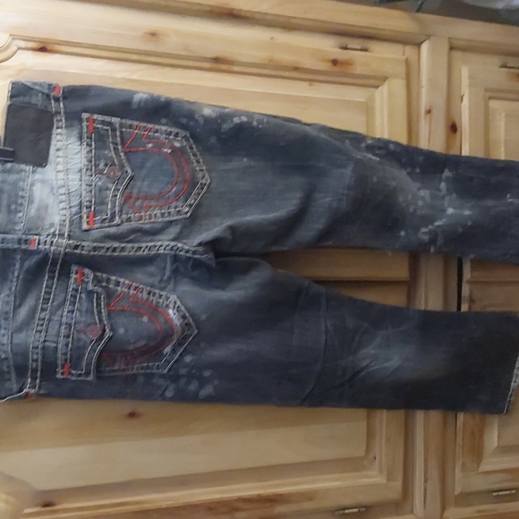 TRUE RELIGION RICKY RELAXED STRAIGHT JEANS SIZE 36 X 28 1/2 INSEAM FADED BLUE,RE - Picture 4 of 9